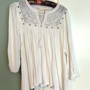 White small peasant blouse by Chicos